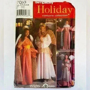 Simplicity Christmas Halloween Angel Costumes sewing Pattern XS, S, M